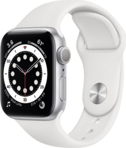 Apple Watch Series 6 GPS + Cellular, 44mm Silver Aluminium Case with White Sport Band - Regular