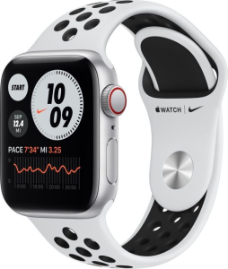 Apple Watch Nike SE GPS+Cellular 40mm aluminium, srebrny | platyna/czarny pasek sport (MYYW2WB/A)