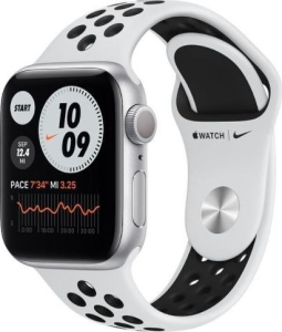 Apple Watch Nike 6 GPS 40mm aluminium, srebrny | platyna/czarny pasek sportowy (M00T3WB/A)