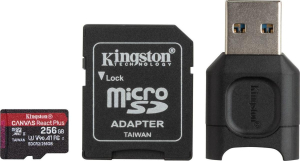 Karta pamięci - Kingston microSDXC Canvas React Plus SDCR2 256GB + adapter + czytnik (MLPMR2/256GB)