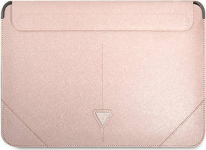 Torba- Guess Saffiano Triangle Logo Sleeve - 13" / 14" różowy