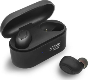 Słuchawki SAVIO TWS-04 (bluetooth; bezprzewodowe  Bluetooth; z wbudowanym mikrofonem; kolor czarny