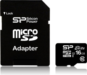Karta pamięci Silicon Power microSDHC Elite 16GB CL10 UHS-1 (U1) + ADAPTER microSD-SD (SP016GBSTHBU1V10SP)