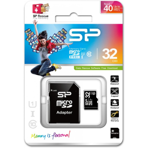 Karta pamięci Silicon Power microSDHC 32GB Class 10 + ADAPTER microSD-SD (SP032GBSTH010V10SP)
