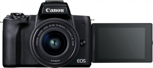 Aparat fotograficzny - Canon EOS M50 Mark II + 15-45mm f/3.5-6.3 IS STM Premium Live Stream Kit czarny