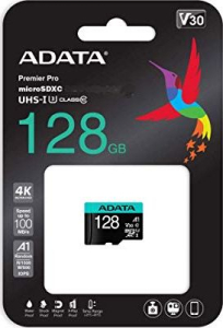 ADATA Premier Pro microSDXC 128GB 100R/80W UHS-I U3 Class 10 A2 V30S + Adapter