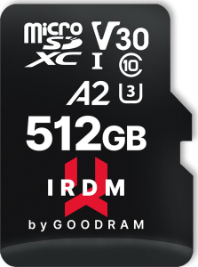 GOODRAM micro SDXC IRDM 512GB V30 A2 (UHS I U3) + adapter