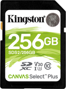 Karta pamięci Kingston Canvas Select Plus SDS2/256GB (256GB; Class U3  V30; Karta pamięci)
