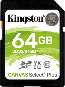 Karta pamięci Kingston Canvas Select Plus SDS2/64GB (64GB; Class U1  V10; Karta pamięci)