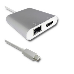 QOLTEC ADAPTER USB 3.1 TYP C MĘSKI | HDMI A ŻEŃSKI + USB 3.0 A ŻEŃSKI + RJ45 ŻEŃSKI + PD'