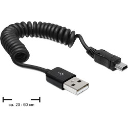 Delock mini USB spiralny 0.2-0.6m czarny'