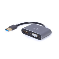 Gembird Adapter z USB na HDMI+VGA szary'