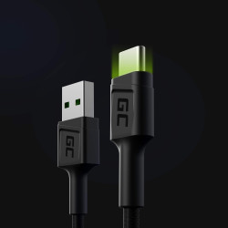 Green Cell USB-C świecący 1.2m czarny'