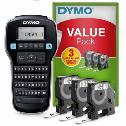 Dymo- drukarka etykiet LM 160 Value Pack+3xS0720530 taśma D1 czarna/biała 12mm'