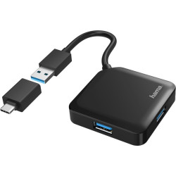 Hama Hub USB 3.0, 4xUSB-A + adapter USB-C'