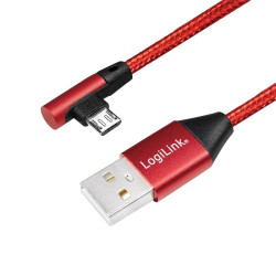 LogiLink micro USB 1.0m kątowy czerwony'