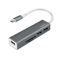 LogiLink 3-portowy USB-C z czytnikiem kart'