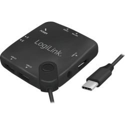 LogiLink 3-portowy USB-C z czytnikiem kart OTG'