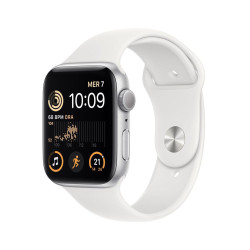 Apple Watch SE2 GPS 44mm Silver Aluminium Case with White Sport Band'