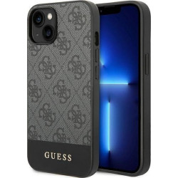 Guess 4G Bottom Stripe Metal Logo Collection iPhone 14 Plus szary'