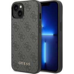 Guess 4G Metal Gold Logo iPhone 14 Plus szary'