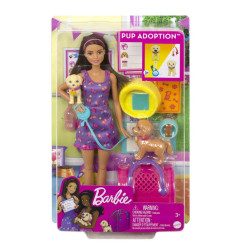 Barbie Adopcja piesków Zestaw + lalka HKD86'