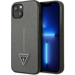 Guess Saffiano Triangle Logo Case do iPhone 13 mini (srebrny)'