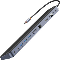 Replikator - Baseus EliteJoy Gen2 Hub 11w1 USB-C do 3xUSB 3.0 + USB 2.0 + USB-C PD + USB-C + RJ45 + HDMI + jack 3.5mm + SD/TF (szary)'
