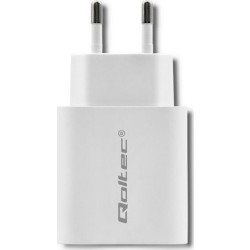Qoltec 18W | 5-12V | 1.5-3A | USB typ C PD | USB QC 3.0 | Biała'