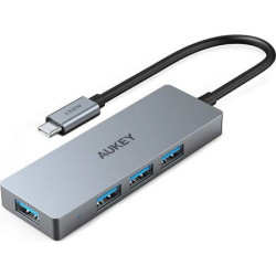 Aukey aluminiowy Hub USB-C | Ultra Slim | 4w1 | 4xUSB 3.1'