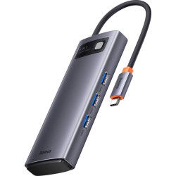 Replikator - Baseus Metal Gleam Series 6w1, USB-C do 3x USB 3.0 + USB-C PD + microSD/SD'