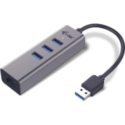 i-tec USB 3.0 Metal 3-portowy HUB USB 3.0 z adapterem Gigabit Ethernet RJ-45 10/100/1000 Mbps + 3x port USB 3.0'