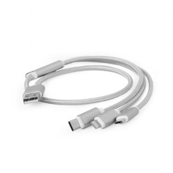 Kabel USB 2.0 3 w 1 do ładowania (iPhone, micro USB, USB C) 1.0m Gembird (srebrny)'
