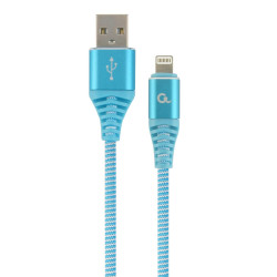 Kabel USB 2.0 (AM/8-pin lightning M) oplot tekstylny 2m turkusowo-biały Gembird'