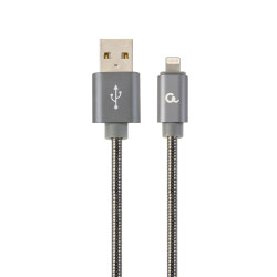 Kabel USB 2.0 (AM/8-pin lightning M) oplot metalizowany 1m szary Gembird'