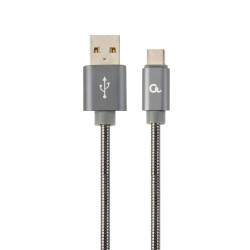 Kabel USB 2.0 (AM/8-pin lightning M) oplot metalizowany 2m szary Gembird'