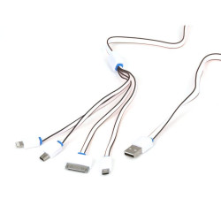 Kabel uniwersalny USB 4 w 1 Micro USB, Mini USB, Lightning, iPhone4 Omega (czarno-biały)'