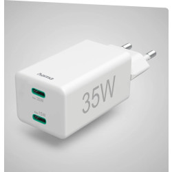 Hama mini 35W, PD/QC 3.0 (2X USB-C), biała'