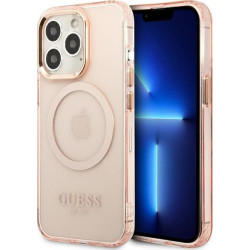 Guess Gold Outline Translucent MagSafe - Etui iPhone 13 Pro Max (różowy)'