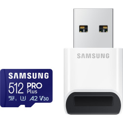 Samsung Pro PLUS microSDXC 512GB UHS-I U3 [Zapis 130MB/s Odczyt 180MB/s] z czytnikiem'