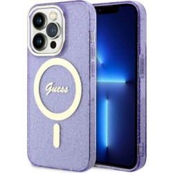 Guess Glitter Gold MagSafe - Etui iPhone 14 Pro (Purpurowy)'