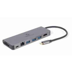 GEMBIRD MULTI ADAPTER USB TYP-C 5W1 HUB  HDMI  CZYTNIK KART  LAN  PD - 100W)'