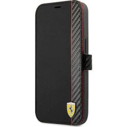 Ferrari Booktype On Track Carbon Stripe - Etui iPhone 13 mini (czarny)'