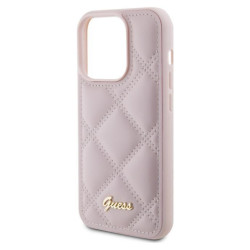 Guess Quilted Metal Logo - Etui iPhone 15 Pro (różowy)'
