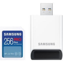 Samsung PRO Plus SDXC 256GB UHS-I U3 [Zapis 130MB/s Odczyt 180MB/s] z czytnikiem v 2023'