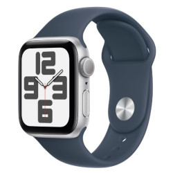 Apple Watch SE GPS 40mm Silver Aluminium Case with Storm Blue Sport Band - S/M'