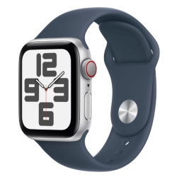 Apple Watch SE GPS + Cellular 40mm Silver Aluminium Case with Storm Blue Sport Band - S/M'