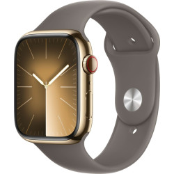 Apple Watch 9 GPS+Cellular 45mm stalowy Złoty | Popielaty Brąz pasek sportowy M/L'