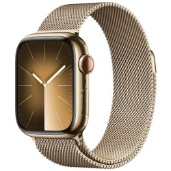 Apple Watch Series 9 GPS + Cellular 45mm Gold Stainless Steel Case with Gold Milanese Loop'