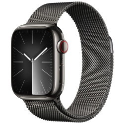 Apple Watch Series 9 GPS + Cellular 45mm Graphite Stainless Steel Case with Graphite Milanese Loop'